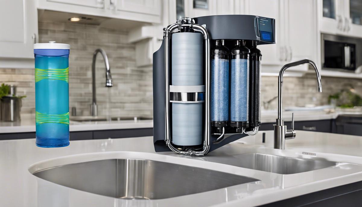 A modern water filtration system designed to remove PFAS contaminants from drinking water