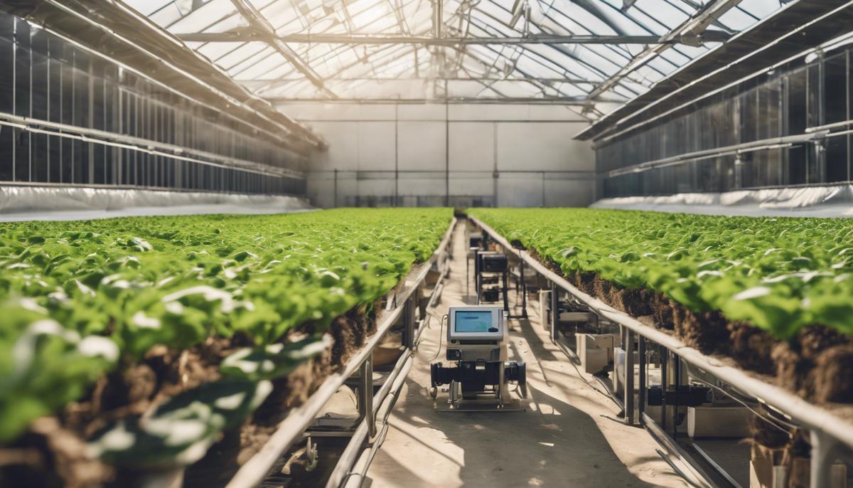 A technologically advanced sustainable farm with robotics and digital monitoring systems